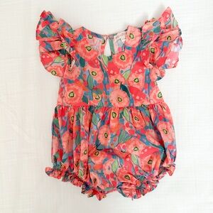 Ivy City Co BABY HATTIE ROMPER IN POPPY | 3-6 M